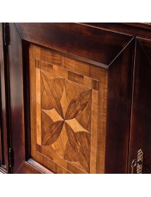 CREDENZA 2 PORTE CLASSICA INTARSIO LEGNO BICOLORE 200X56x113