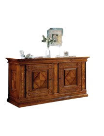MOBILI 2G - CREDENZA 2 PORTE CLASSICA INTARSIO LEGNO BASSANO 230X68x115