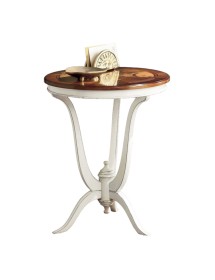 MOBILI 2G - TAVOLINO ROTONDO LEGNO INTARSIATO SHABBY 60X60x73