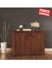 MOBILI 2G - MADIA CREDENZA ARTE POVERA 3 PORTE 1 CASSETTO NOCE SCURO L.120 P.39 H.85 vista frontale