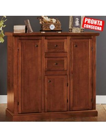 MOBILI 2G - Madia Credenza 3 porte 2 cassetti tinta noce 100 X 39 X 85 VISTA FRONTALE