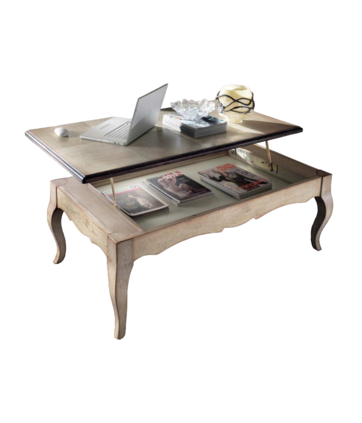 MOBILI 2G - TAVOLINO PIANO RIALZABILE LEGNO SHABBY 130X70x48