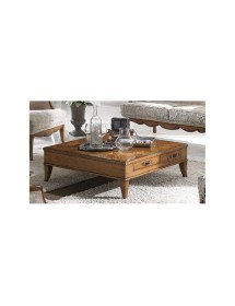 TAVOLINO QUADRATO 4 CASSETTI LEGNO CLASSICO 100X100x33