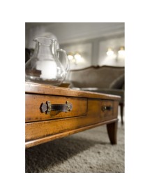 TAVOLINO QUADRATO 4 CASSETTI LEGNO CLASSICO 100X100x33