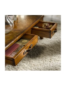 TAVOLINO QUADRATO 4 CASSETTI LEGNO CLASSICO 100X100x33