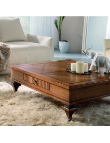 TAVOLINO QUADRATO 1 CASSETTO LEGNO CLASSICO 90X90x33