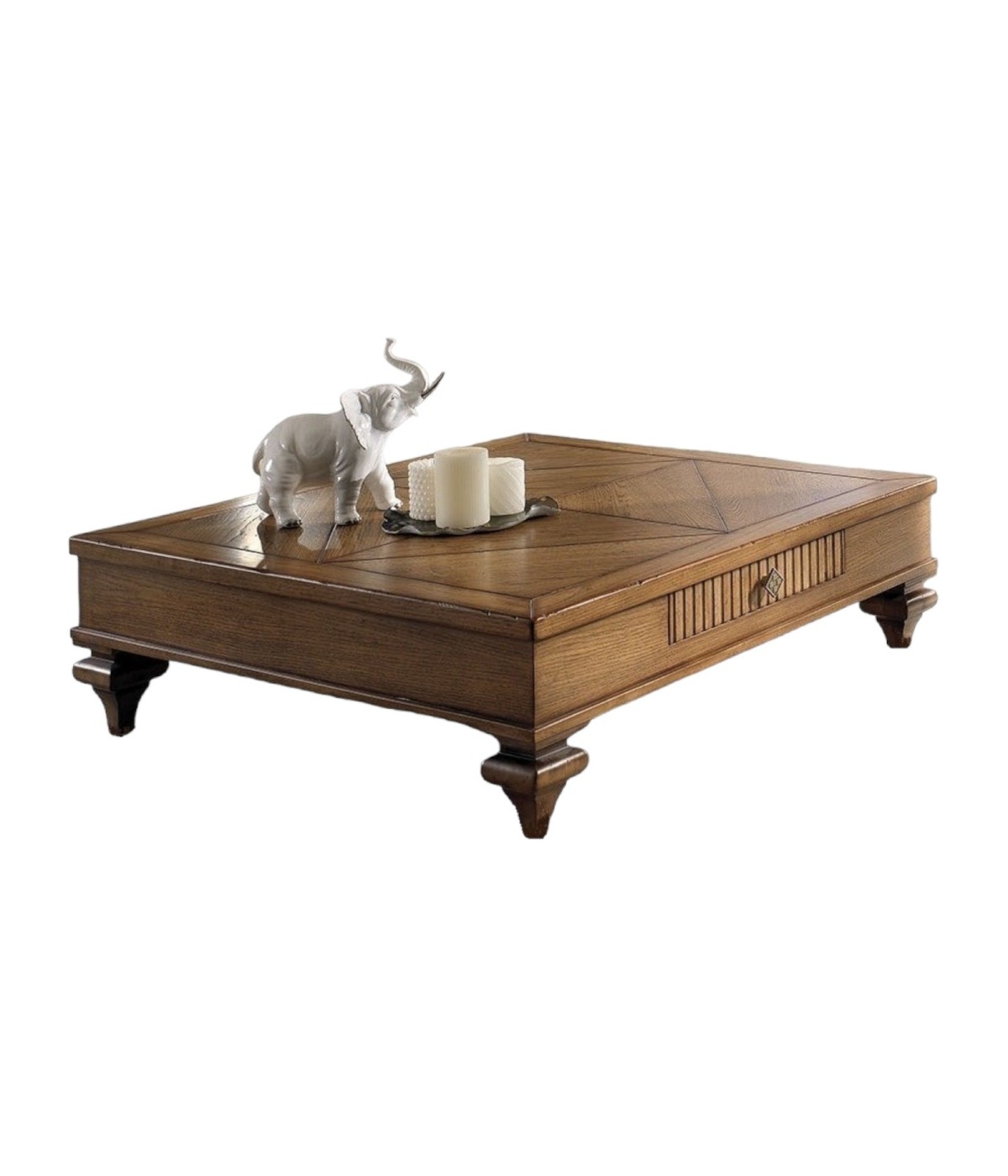 MOBILI 2G - TAVOLINO QUADRATO 1 CASSETTO LEGNO CLASSICO 90X90x33