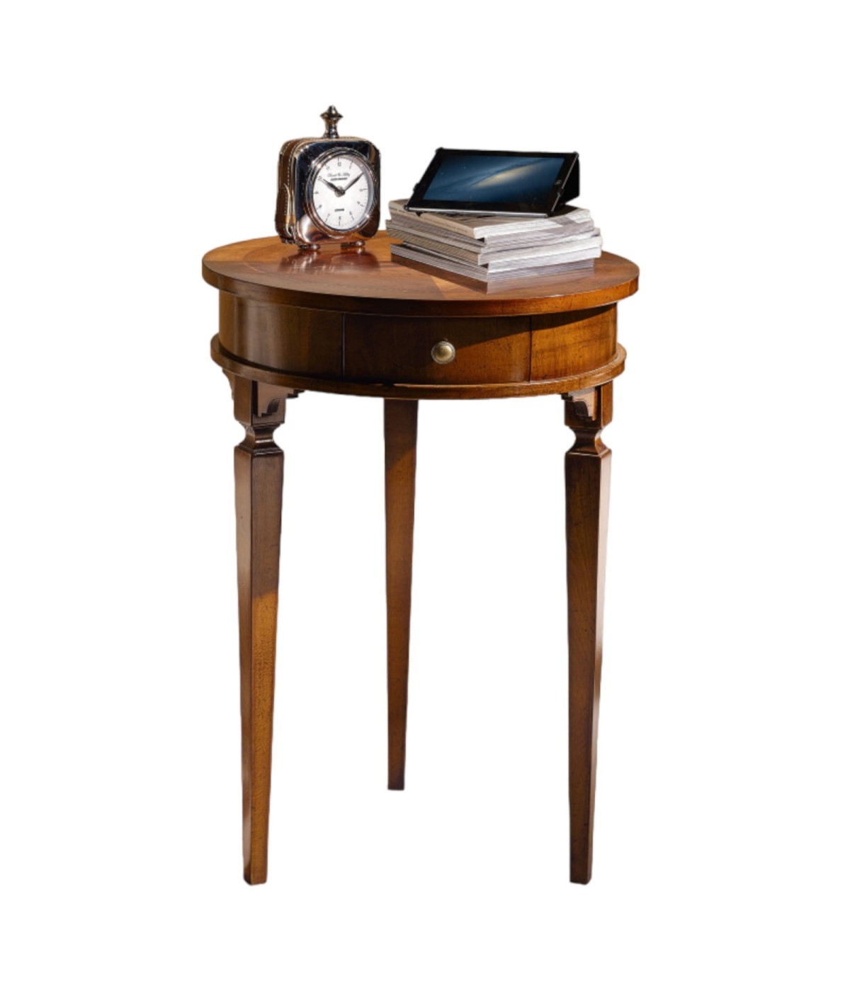 MOBILI 2G - TAVOLINO ROTONDO LEGNO INTARSIATO BASSANO 50X50x73