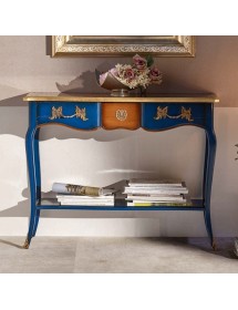 CONSOLLE 700' CLASSICA IN LEGNO SHABBY/ORO 100X36x78