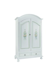 MOBILI 2G - ARMADIO SHABBY 2 ANTE IN LEGNO DECORATO 125x61X200 vista frontale