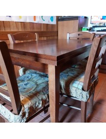 MOBILI 2G - Tavolo rettangolare allungabile legno classico Noce Arte Povera 140 X 80 VISTA LATERALE