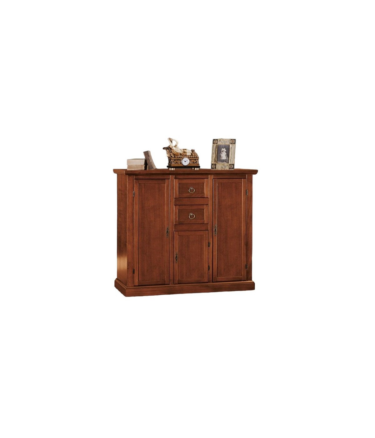 MOBILI 2G - Madia Credenza 3 porte 2 cassetti tinta noce 100 X 39 X 85 VISTA FRONTALE
