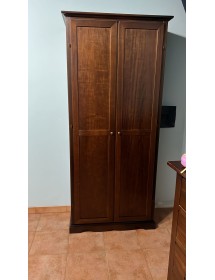 MOBILI 2G - ARMADIO STIPO IN LEGNO NOCE SCURO ARTE POVERA  87x40x192 VISTA FRONTALE APERTO