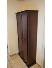 MOBILI 2G - ARMADIO STIPO IN LEGNO NOCE SCURO ARTE POVERA  87x40x192 VISTA FRONTALE LATERALE
