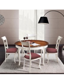 MOBILI 2G - TAVOLO ROTONDO ALLUNGABILE LEGNO SHABBY 140X140x78