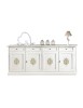 MOBILI 2G - CREDENZA ARTE POVERA 4 PORTE LEGNO BIANCO DECORI 205X42X86