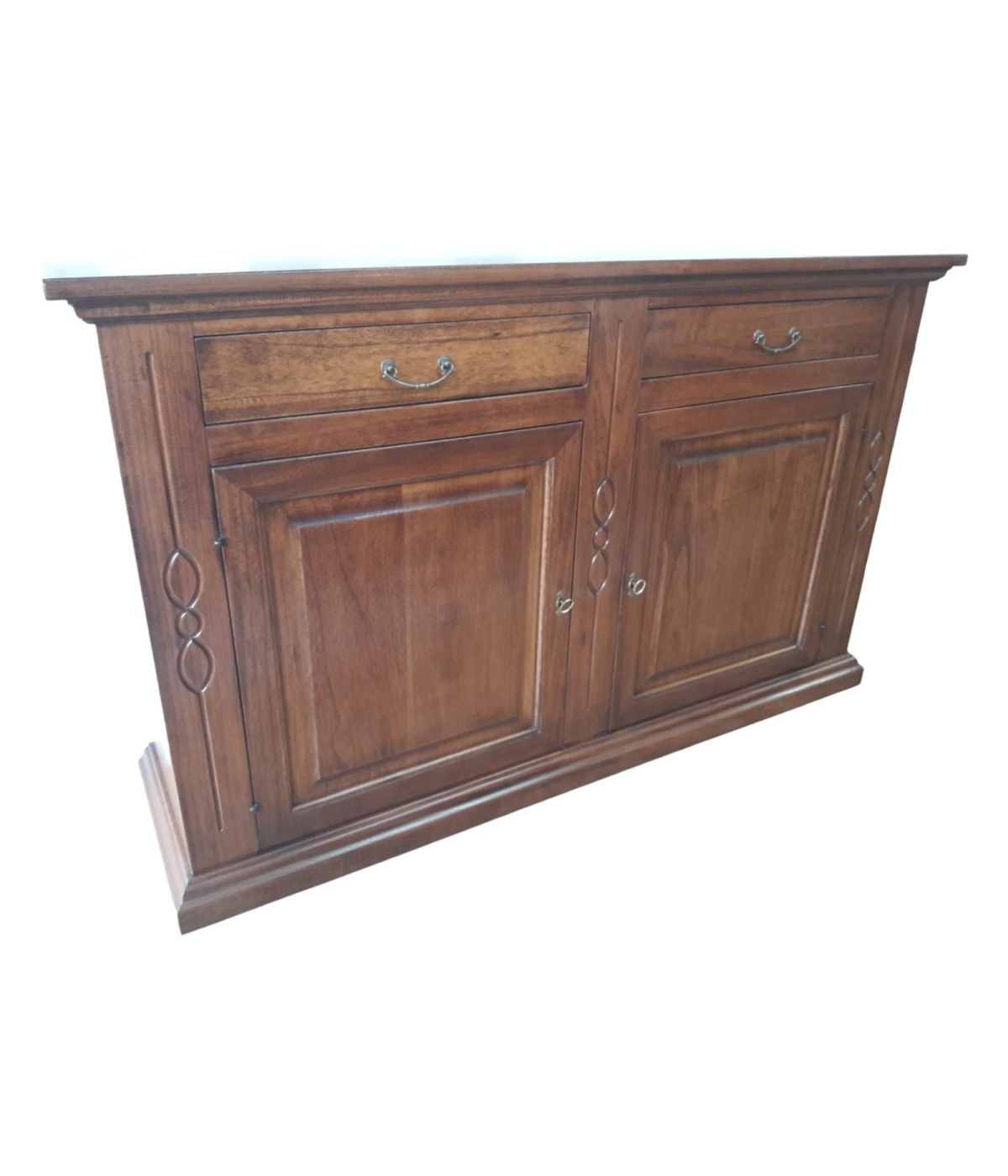 MOBILI 2G - CREDENZONE CLASSICO LEGNO 2 PORTE FINITURA BASSANO 177x48x110H VISTA LATERALE