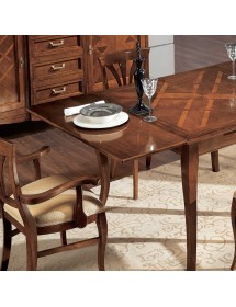 MOBILI 2G - TAVOLO RETTANGOLARE INTARSIO LEGNO TINTA NOCE 170X90x80 vista laterale allunga