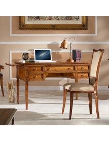 MOBILI 2G - SCRIVANIA CLASSICA 5 CASSETTI 2 TIRETTI IN LEGNO ELITE 130X70x78