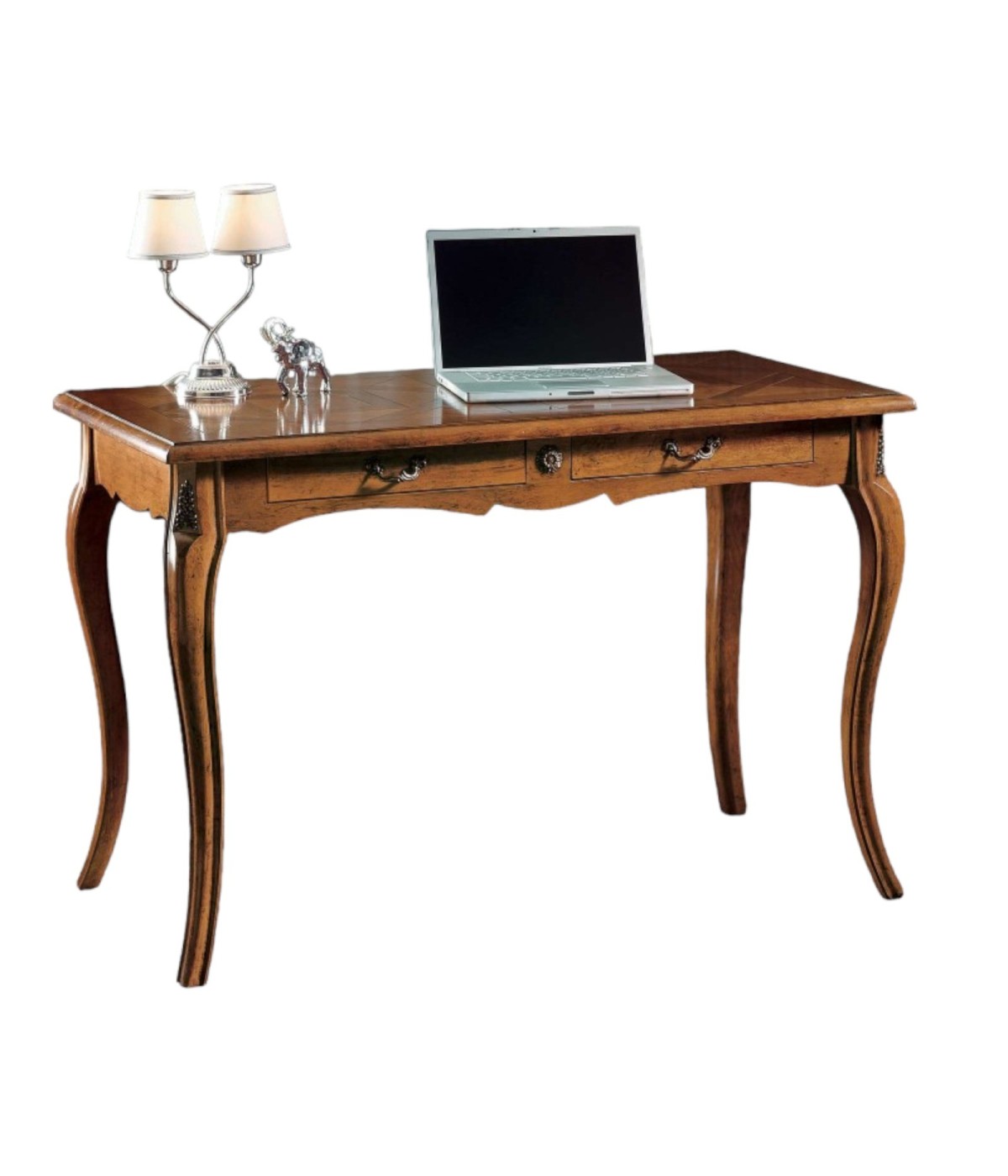 MOBILI 2G - SCRIVANIA CLASSICA 2 CASSETTI INTARSIO LEGNO BASSANO 120X60x80