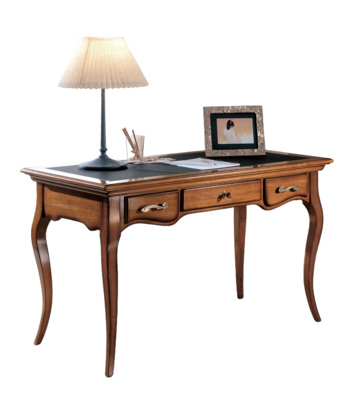 MOBILI 2G - SCRIVANIA CLASSICA 3 CASSETTI LEGNO/PELLE BASSANO 130X70x78