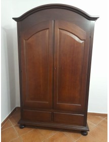 MOBILI 2G - ARMADIO ARTE POVERA 2 PORTE GENDARME IN LEGNO TINTA NOCE 125x60x200 vista laterale
