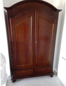 MOBILI 2G - ARMADIO ARTE POVERA 2 PORTE GENDARME IN LEGNO TINTA NOCE 125x60x200 vista laterale