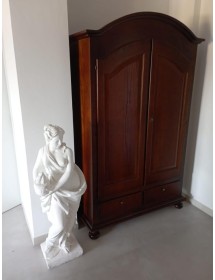 MOBILI 2G - ARMADIO ARTE POVERA 2 PORTE GENDARME IN LEGNO TINTA NOCE 125x60x200 vista laterale