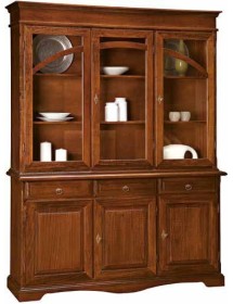 MOBILI 2G - CRISTALLIERA ARTE POVERA IN LEGNO TINTA NOCE L.156 P.42 H.205 VISTA FRONTALE