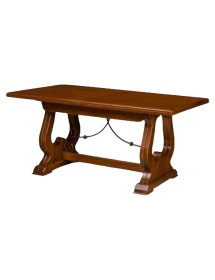 MOBILI 2G - TAVOLO FRATINO CON FERRO ALLUNGABILE IN LEGNO ARTE POVERA NOCE SCURO 180x85 vista laterale