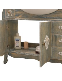 MOBILI 2G - MOBILE BAGNO COMPLETO LEGNO ROVERE SHABBY H190 L108 P35/50 VISTA APERTURA CASSETTI