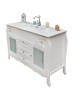 MOBILI 2G - MOBILE BAGNO COMPLETO IN LEGNO TOP CERAMICA SHABBY L.123 P.46 VISTA LATERALE