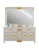 MOBILI 2G - MOBILE BAGNO DOPPIA VASCA LEGNO BAROCCO SHABBY ORO L.180 P.61 VISTA FRONTALE