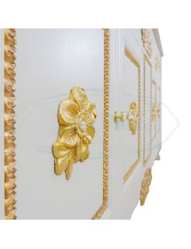 MOBILI 2G - MOBILE BAGNO DOPPIA VASCA LEGNO BAROCCO SHABBY ORO L.180 P.61 VISTA DECORI LATERALI