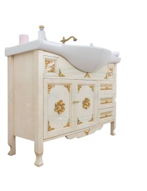 MOBILI 2G - MOBILE BAGNO LEGNO BAROCCO DECAPE' AVORIO ORO L.160 P.60 VISTA LATERALE