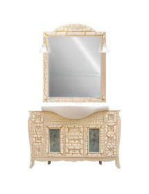 MOBILI 2G - MOBILE BAGNO COMPLETO LEGNO BAROCCO CRACKLE L.120 P.50 VISTA FRONTALE