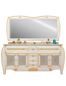 MOBILI 2G - MOBILE BAGNO DOPPIA VASCA BAROCCO DECAPE' AVORIO ORO L.180 P.60 VISTA FRONTALE