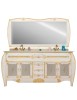 MOBILI 2G - MOBILE BAGNO DOPPIA VASCA BAROCCO DECAPE' AVORIO ORO L.180 P.60 VISTA FRONTALE