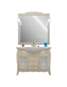 MOBILI 2G - MOBILE BAGNO LEGNO BAROCCO CRACKLE ORO L.105 P.50 VISTA FRONTALE