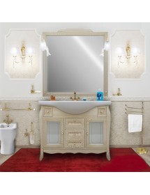 MOBILI 2G - MOBILE BAGNO LEGNO BAROCCO CRACKLE ORO L.105 P.50 VISTA FRONTALE COMPLETA