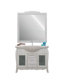 MOBILI 2G - MOBILE BAGNO LEGNO BAROCCO CRACKLE ARGENTO L.105 P.50 IMMAGINE FRONTALE