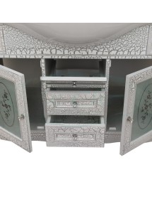 MOBILI 2G - MOBILE BAGNO LEGNO BAROCCO CRACKLE ARGENTO L.105 P.50 IMMAGINE APERTURA CASSETTI