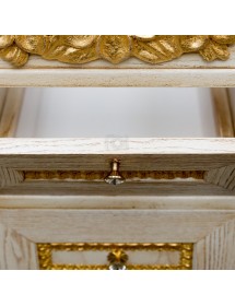 MOBILI 2G - MOBILE BAGNO LEGNO BAROCCO DECAPE' AVORIO ORO L.108 P.58 IMMAGINE POMELLI