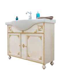 MOBILI 2G - MOBILE BAGNO LEGNO BAROCCO DECAPE' AVORIO ORO L.75 P.50 IMMAGINE LATERALE