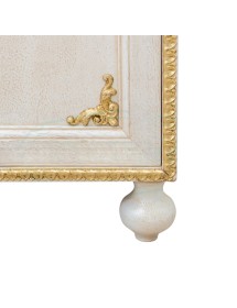 MOBILI 2G - MOBILE BAGNO LEGNO BAROCCO DECAPE' AVORIO ORO L.75 P.50 IMMAGINE GAMBA