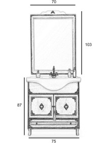 MOBILI 2G - MOBILE BAGNO LEGNO BAROCCO DECAPE' AVORIO ORO L.75 P.50 SCHEMA PRDOTTO