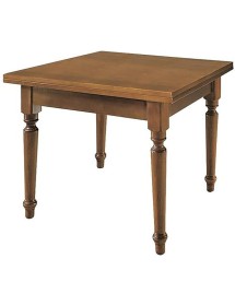MOBILI 2G - TAVOLO NOCE GAMBA TORNITA 100X100 ALLUNGABILE A LIBRO vista frontale