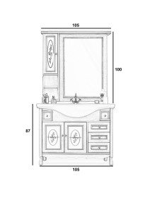 MOBILI 2G - MOBILE BAGNO LEGNO ARTE POVERA TINTA NOCE L.105 P.50 SCHEMA PRODOTTO