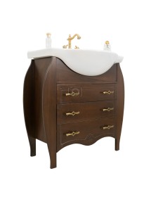 MOBILI 2G - MOBILE BAGNO CLASSICO LEGNO BOMBATO NOCE L.85 P.50 VISTA LATERALE