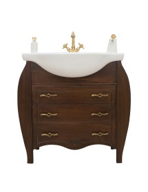 MOBILI 2G - MOBILE BAGNO CLASSICO LEGNO BOMBATO NOCE L.85 P.50 VISTA FRONTALE